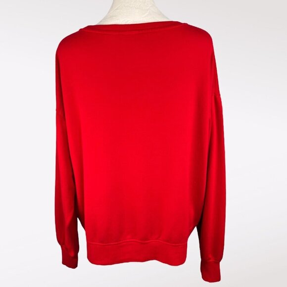 Tahari Sequin Penguin Sweatshirt Red Meduim - Picture 6 of 11